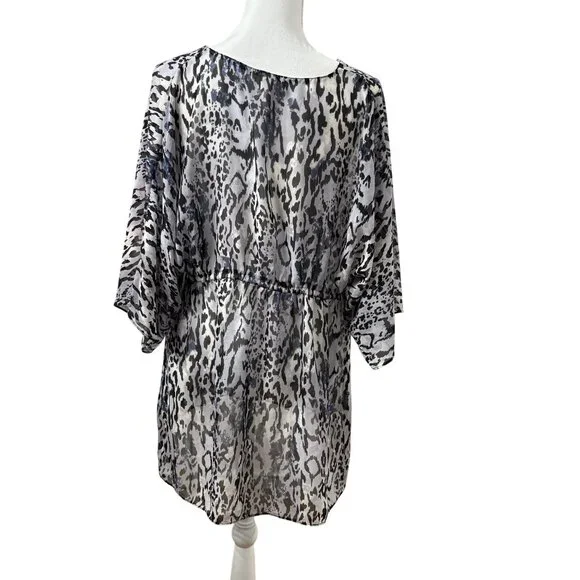 Animal Print Sheer Tunic Top With Empire Waist Womens Size XL - Picture 3 of 11